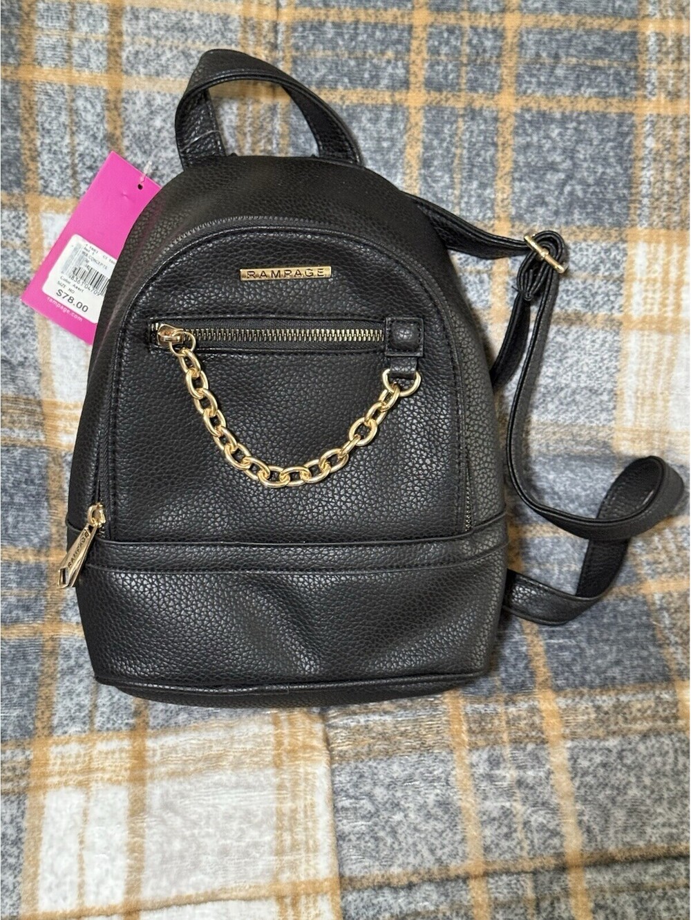 🎅🏻 Rampage Black Purse Bag With Chain And Zipper New With Tag Retail $78